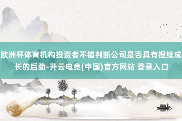 欧洲杯体育机构投资者不错判断公司是否具有捏续成长的后劲-开云电竞(中国)官方网站 登录入口